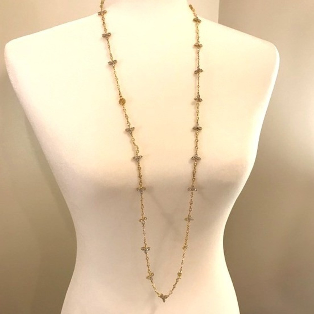 Frieda Rothman Station Necklace Gold Crystal